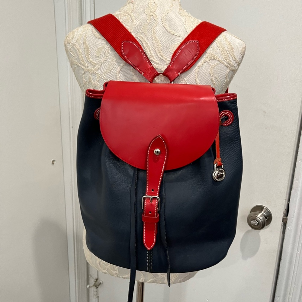 Dooney & Bourke Vintage Red and Blue Leather Mini Backpack Made in USA Rare Find - Picture 2 of 8